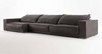 Budapest Soft sofa. module with right/left armrest 275x110 h.76 and dormeuse with right/left armrest 150x140 h.76, Plume Gris - module available also in the size 215x110 h.76