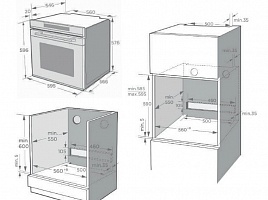 Электрический духовой шкаф Korting OKB 1321 GSCW - схема встраивания