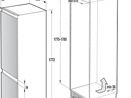 Двухкамерный холодильник Asko RFN31842I - схема встраивания