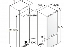 Встраиваемый холодильник Asko RBC276DNC1 - схема встраивания