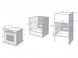 Электрический духовой шкаф Korting OKB 1331 GNBX - схема встраивания