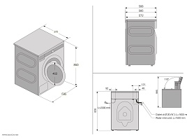 Стиральная машина Asko W1094W - схема встраивания
