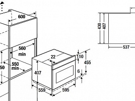 Компактный духовой шкаф с паром Kuppersbusch CBD 6550.0 S1 Stainless steel - схема встраивания
