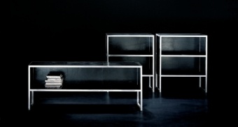 Cube low and Cube high bookcase. Cube low 200x40 h.78 - Cube high 100x40 h.120 Tuscany Pienza