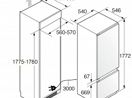 Встраиваемый холодильник Asko RBC276SND1 - схема встраивания