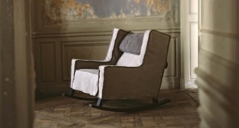 Rocking Housse. 87x112 h.95 Nabuck Light Grey with headcushion Velvet Grey