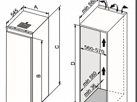 Морозильный шкаф Asko FN31842I - схема встраивания