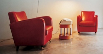 Charmine armchair. 73x83 h.81 Hunter Red Indian; sofa 130x83 h.81 and pouf 56x56 h.47