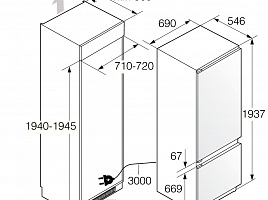 Встраиваемый холодильник Asko RBC297SND1 - схема встраивания