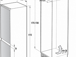 Двухкамерный холодильник Asko RF31831I - схема встраивания