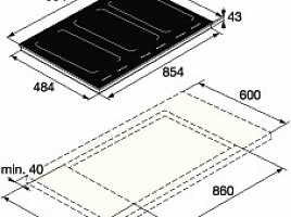 Индукционная варочная панель Asko HI1995G - схема встраивания