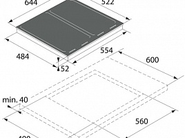 Индукционная варочная панель Asko HI1655M - схема встраивания