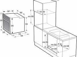 Электрический духовой шкаф Korting OKB 3821 EW - схема встраивания