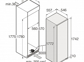 Встраиваемый холодильник Asko RBR276DND1 - схема встраивания