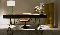 George desk. 181x87 h.82 Nabuck Lava with chair Paloma revolving 60x62 h.89