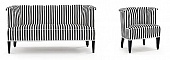 Alleegasse (Коллекция «Recreation Josef Hoffmann»)Для музыкальной комнаты Alleegasse венской городской квартиры доктора Хуго Коллера в 1912 году Йозеф Хоффман создает гарнитур мягкой мебели, включающей полукруглые кресла и небольшой диванчик с кокетливо и